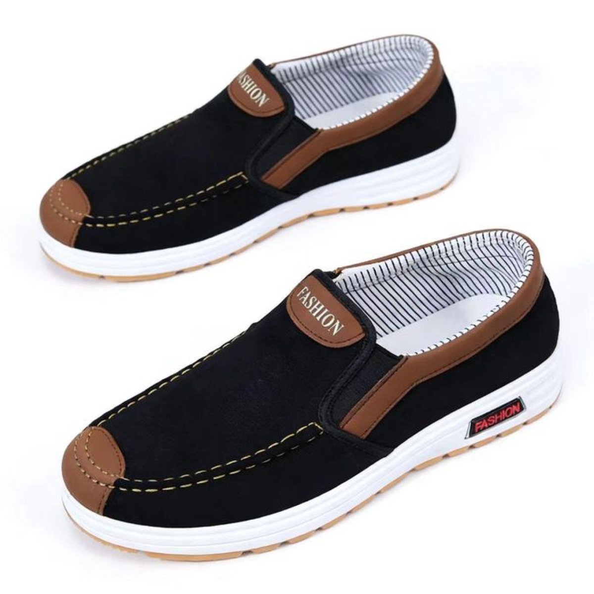 Chaussures de ville élégantes pour homme, à enfiler, en toile - Noir