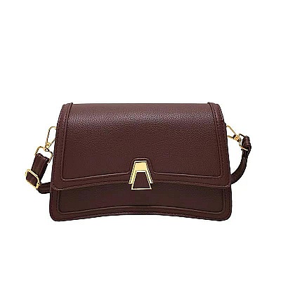 Sac Bandoulière en Simili Cuir Grainé Bordeaux
