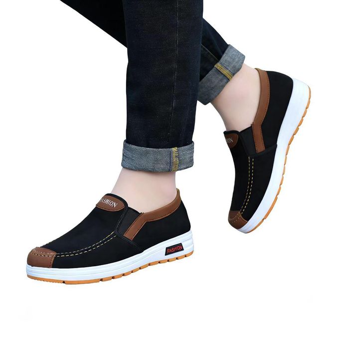 Chaussures de ville élégantes pour homme, à enfiler, en toile - Noir 6